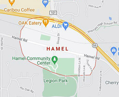 Younger Exteriors Hamel Service Area Map