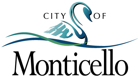 City of Monticello Logo, Blue logo of swan over the water