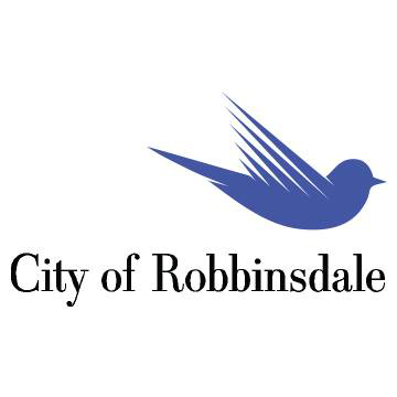 City Of Robbinsdale Logo - Blue Robbin flying