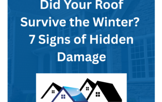 Did your roof survive the winter graphic with home exterior background and Younger Exteriors logo