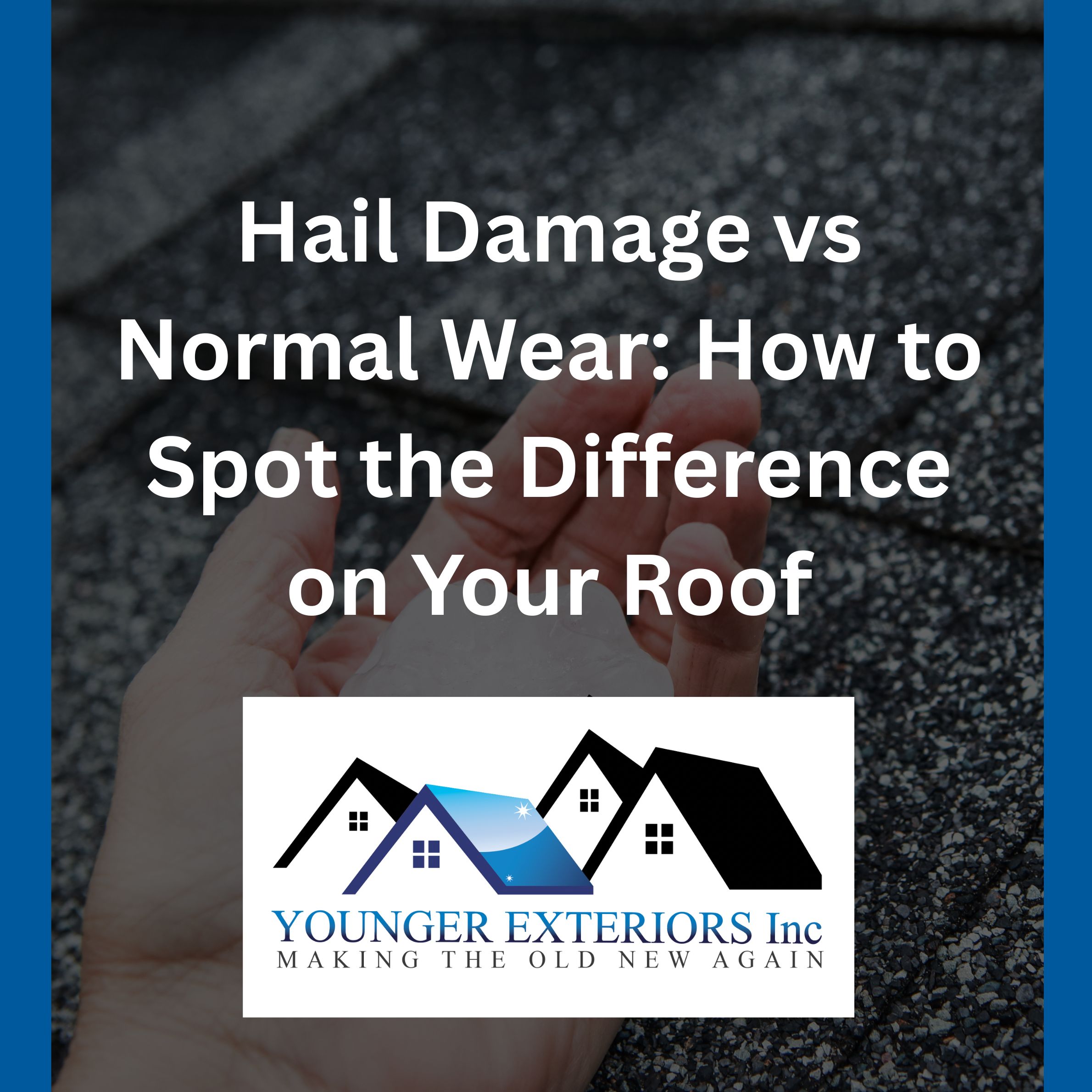 hand holding roof shingle granules showing hail damage vs normal wear on asphalt shingles